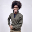 Maglione zip corta, Verde