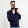 Maglione zip corta, Blu